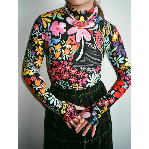 Dauphinette Sophia Mock Neck Long Sleeves Top - L Multicolor - Picture 3 of 4